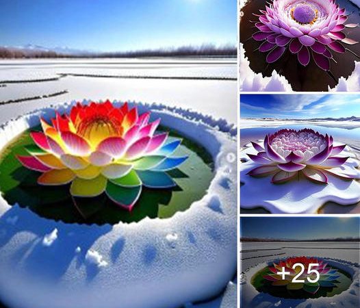 Enchanted by the lotus flower blooming amidst the snow