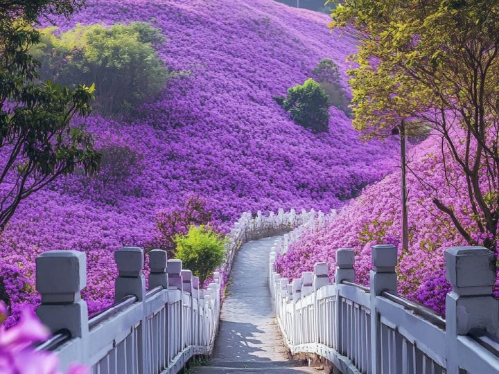 Lavender Pathway: A Serene Stroll Through a Tranquil, Fragrant Garden